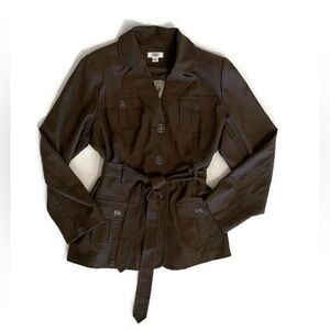 Cato Women’s Size 16W Grayish Brown Belted Trenchcoat with Shoulder Pads